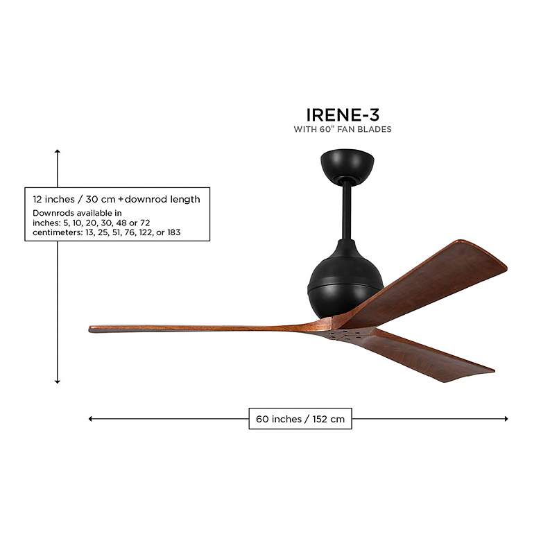 Image 4 60" Irene-3 Matte Black and Light Maple Ceiling Fan more views