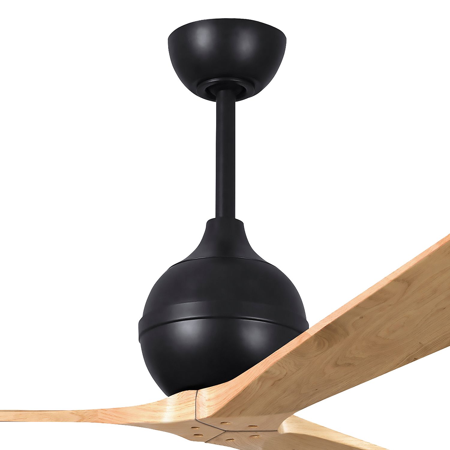 60" Irene-3 Matte Black and Light Maple Ceiling Fan
