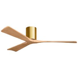 60" Irene-3H Brushed Brass and Light Maple Tone Ceiling Fan 60" Irene-3H Brushed Brass and Light Maple Tone Ceiling Fan