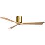 60" Irene-3H Brushed Brass and Light Maple Tone Ceiling Fan