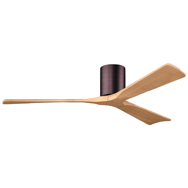 Image 2 60" Irene-3H Brushed Bronze and Light Maple Hugger Ceiling Fan