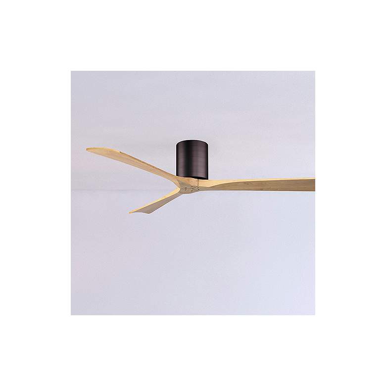 Image 1 60" Irene-3H Brushed Bronze and Light Maple Hugger Ceiling Fan