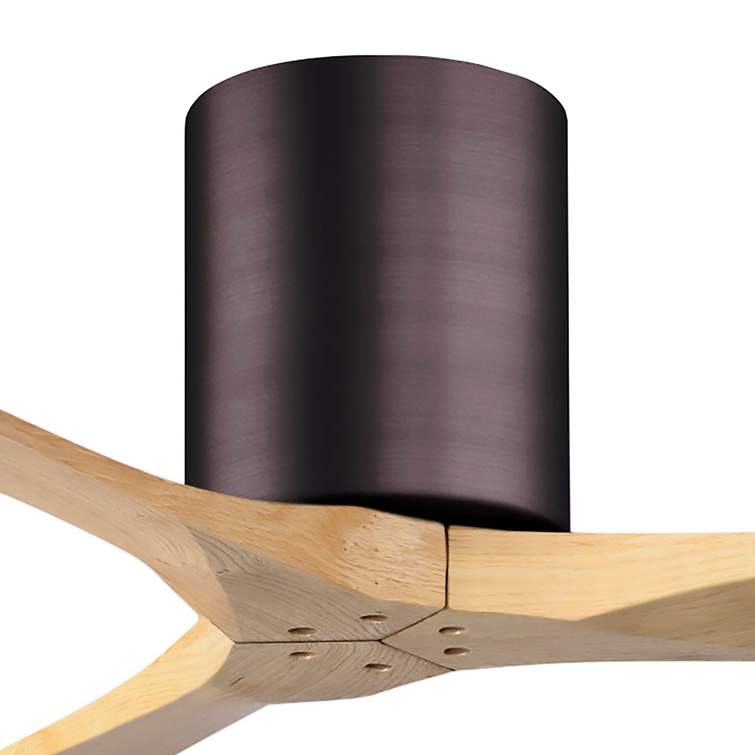 60" Irene-3H Brushed Bronze and Light Maple Hugger Ceiling Fan