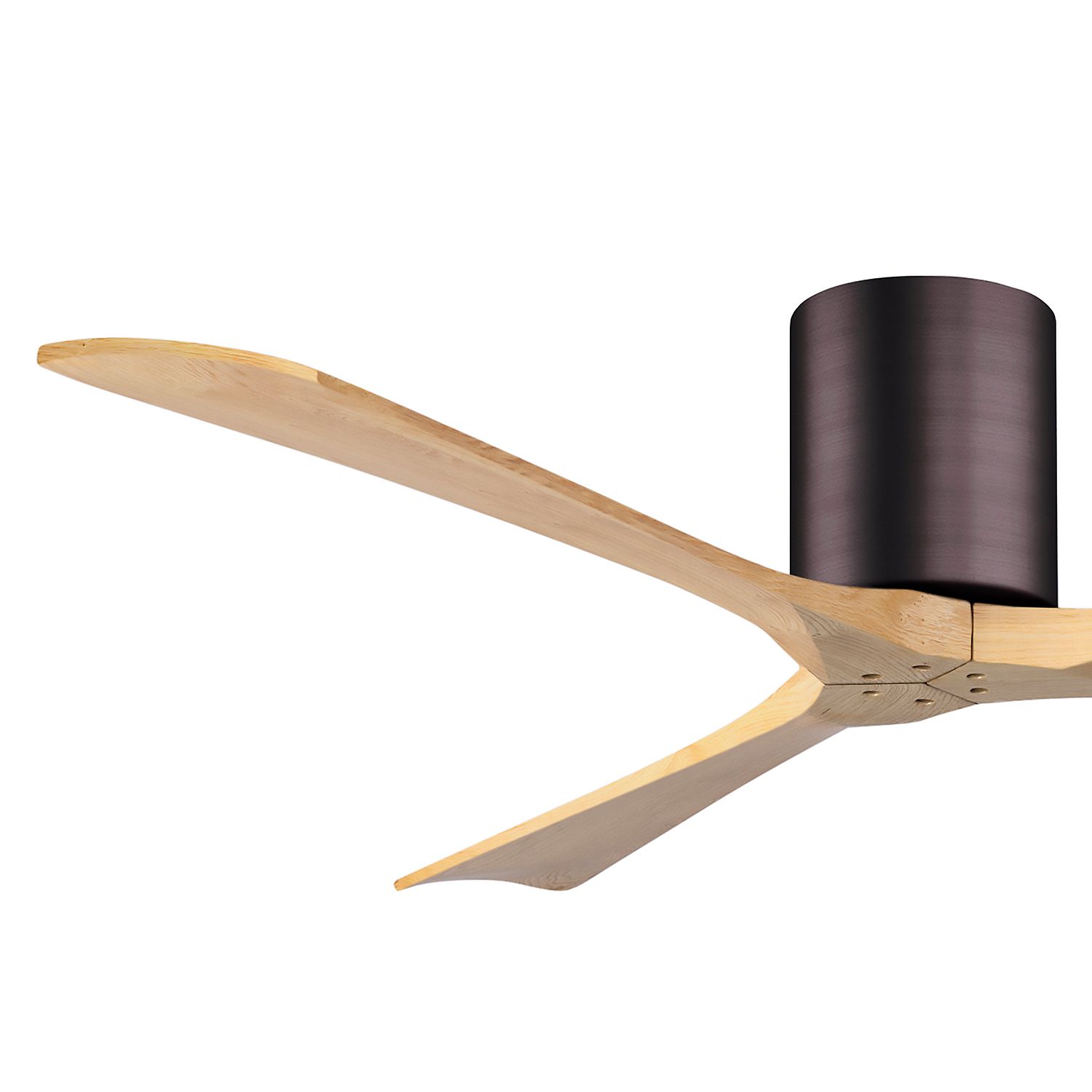 60" Irene-3H Brushed Bronze and Light Maple Hugger Ceiling Fan