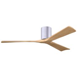 60&quot; Irene-3H Brushed Nickel and Light Maple Hugger Ceiling Fan