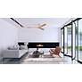 60" Irene-3H Brushed Nickel and Light Maple Hugger Ceiling Fan