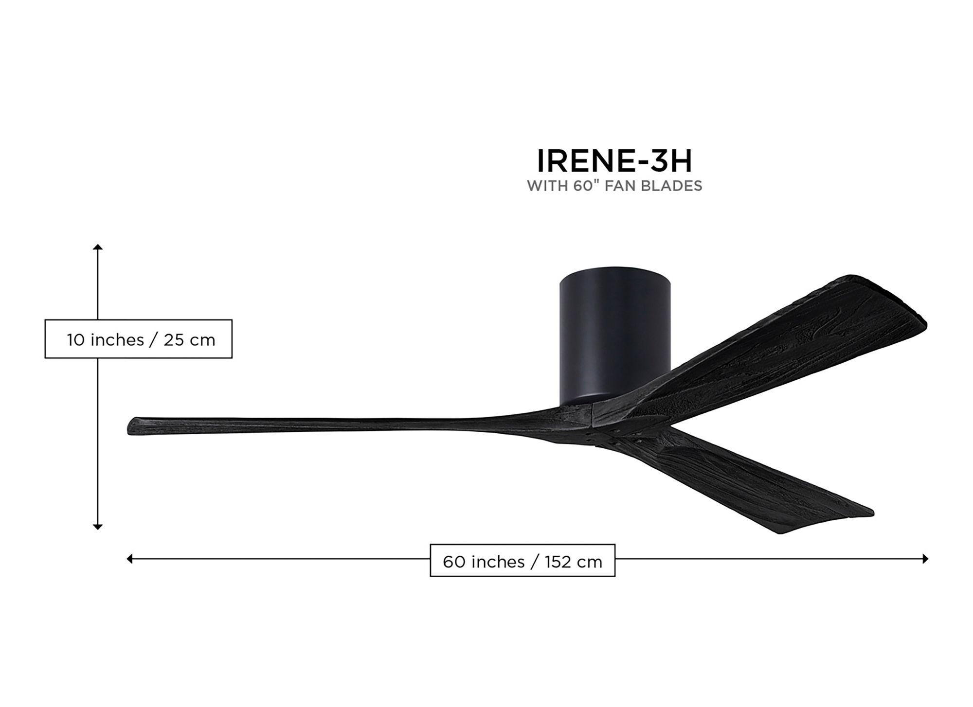 60" Irene-3H Brushed Pewter and Gray Ash Hugger Ceiling Fan