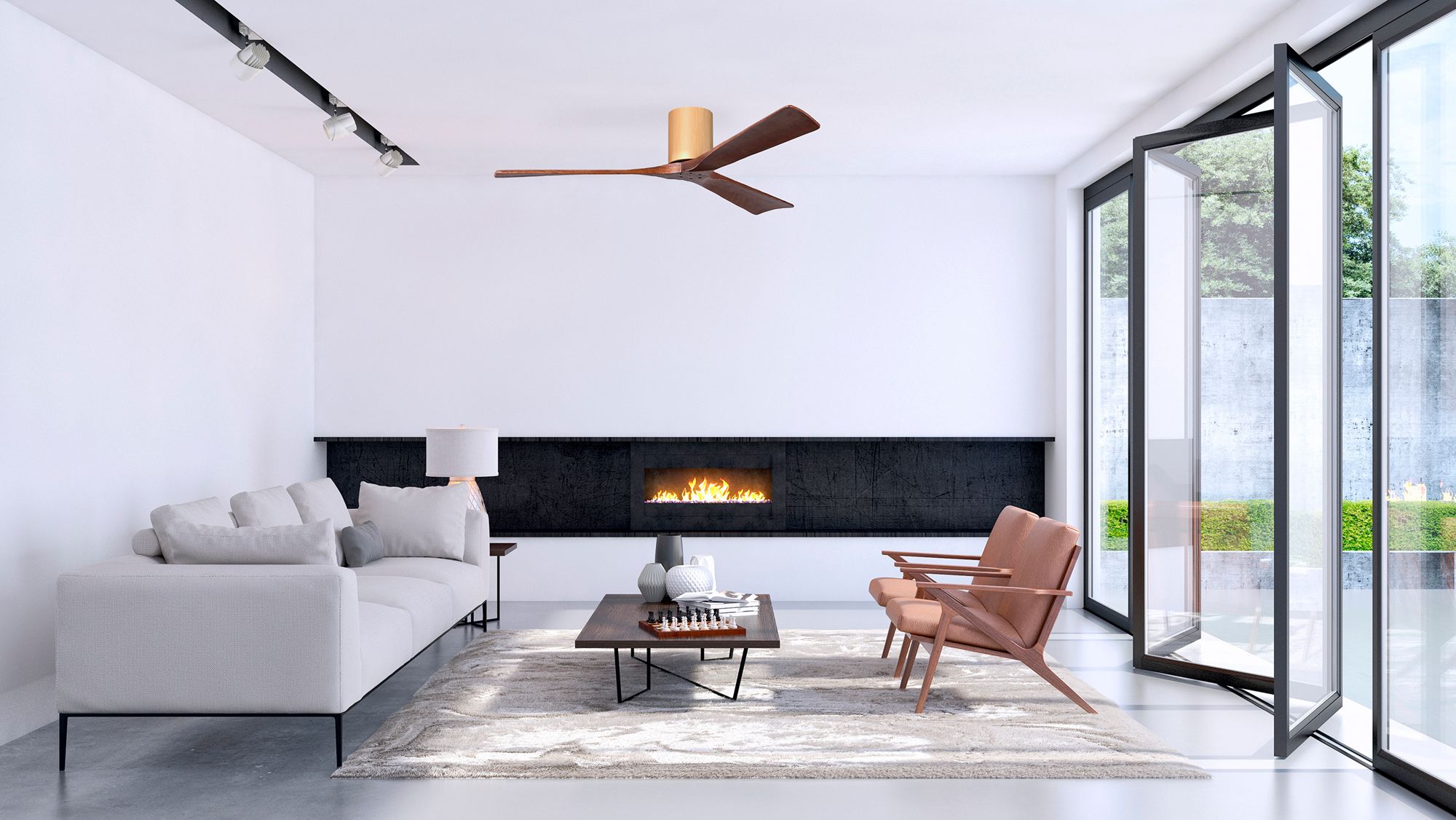 60" Irene-3H Light Maple and Walnut Tone Ceiling Fan