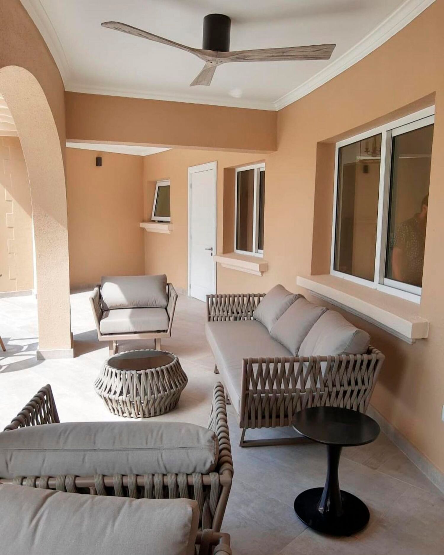 60" Irene-3H Matte Black and Gray Ash Ceiling Fan