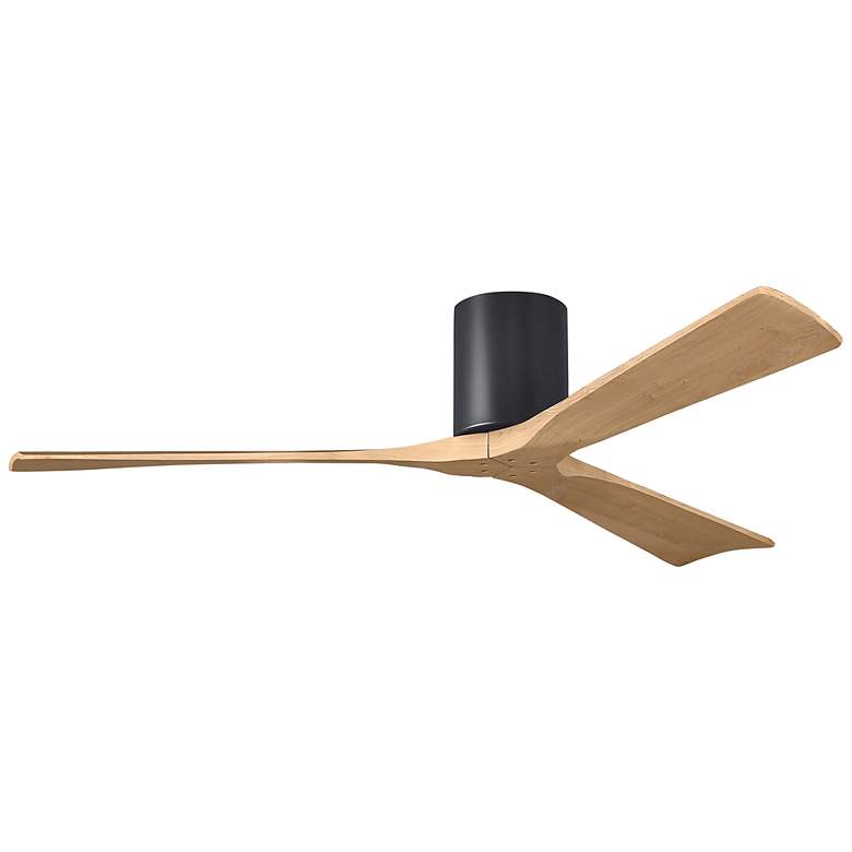 Image 1 60" Irene-3H Matte Black and Light Maple Tone Hugger Ceiling Fan