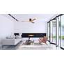 60" Irene-3H Matte Black and Light Maple Tone Hugger Ceiling Fan
