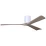 60" Irene-3H Matte White and Gray Ash Ceiling Fan