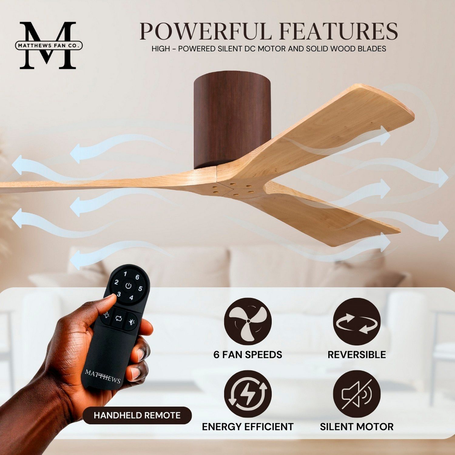 60" Irene-3H Walnut and Light Maple Tone Ceiling Fan