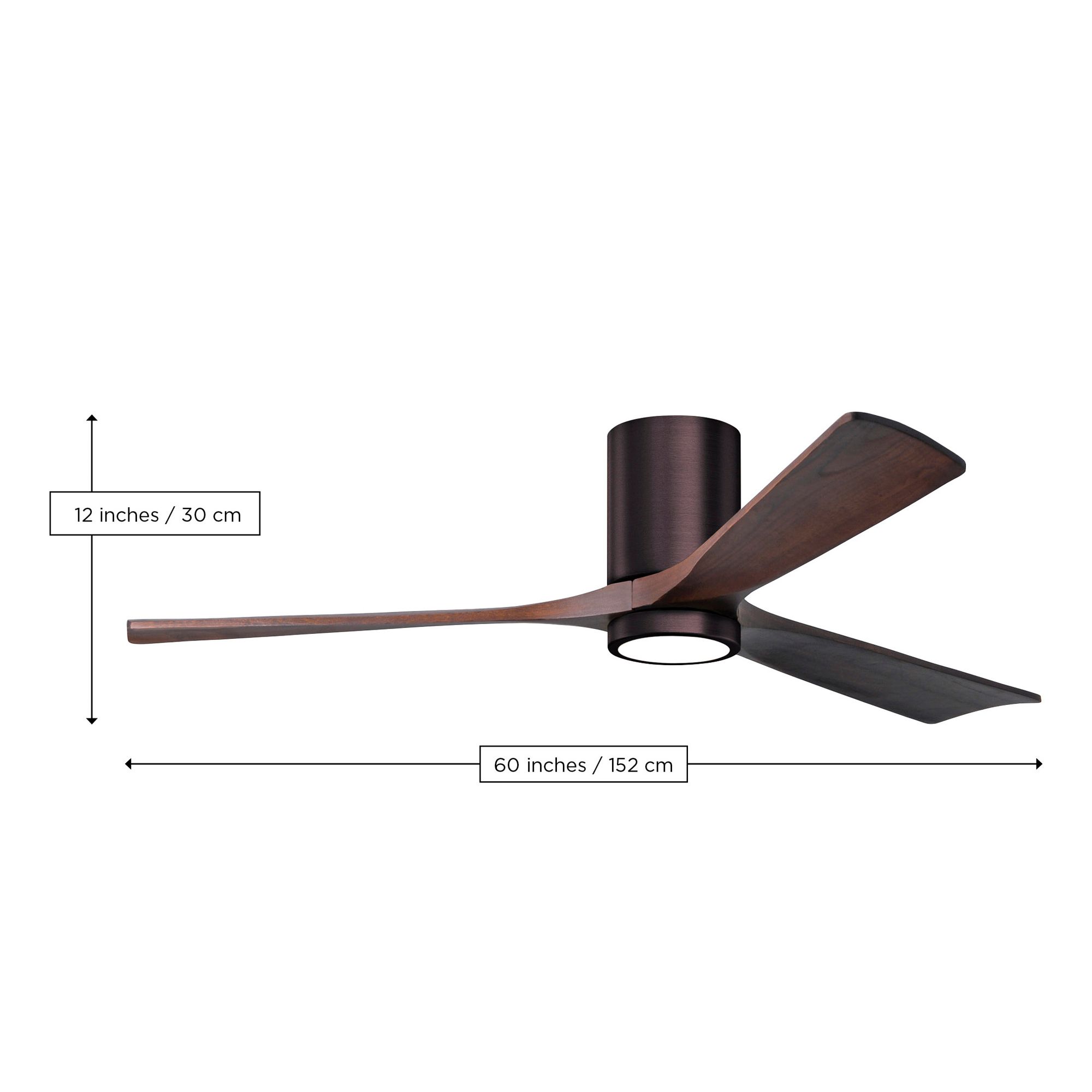 60" Irene-3HLK Barnwood Damp Rated LED Hugger Ceiling Fan with Remote