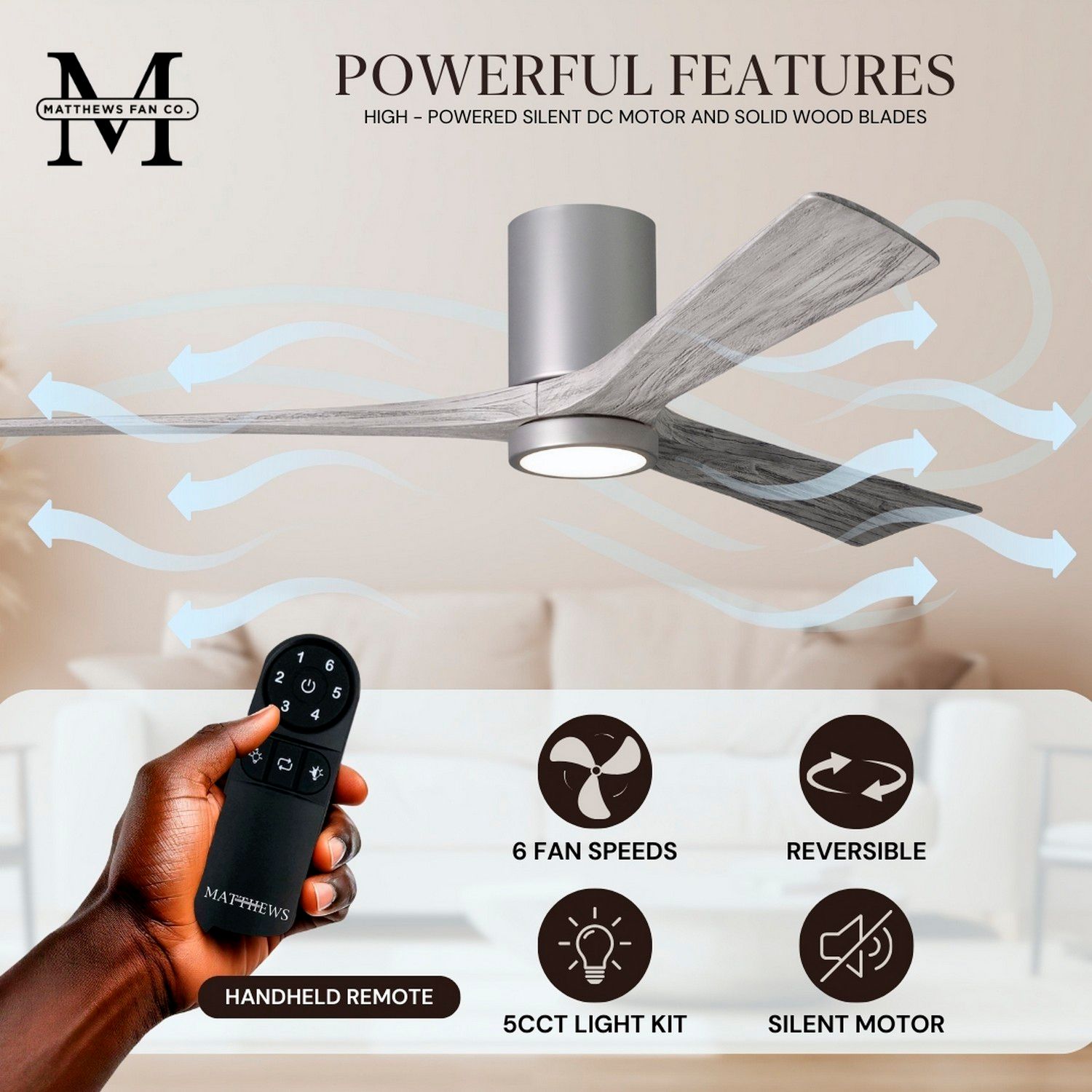 60" Irene-3HLK Brushed Nickel Barn Wood LED Ceiling Fan with Remote