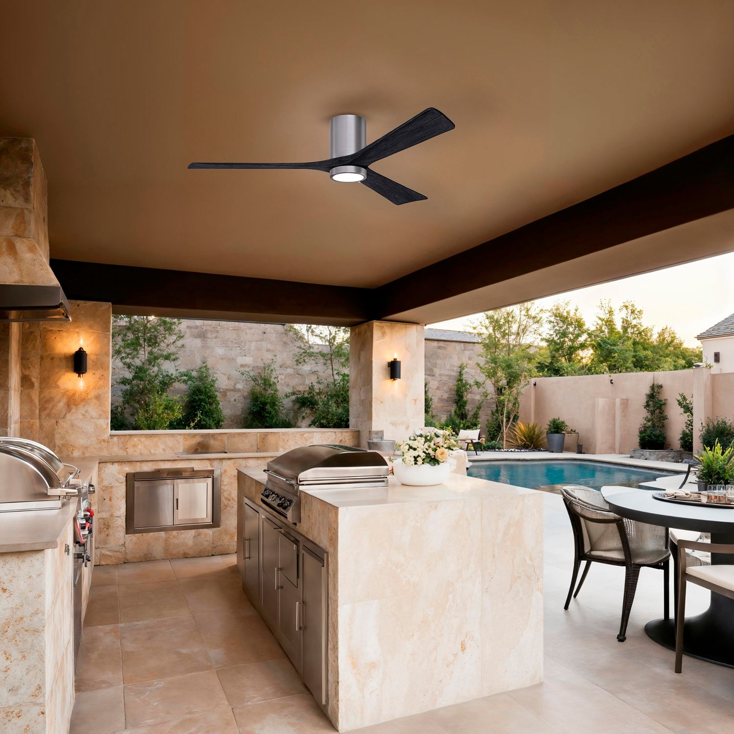 60" Irene-3HLK Brushed Pewter and Matte Black Ceiling Fan