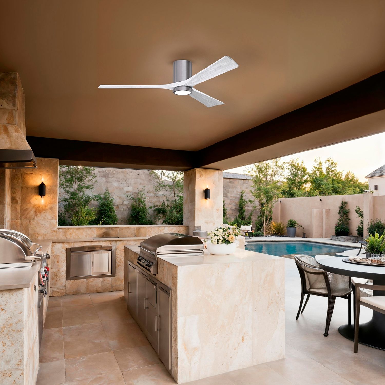 60" Irene-3HLK Brushed Pewter and Matte White Ceiling Fan