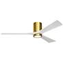 60" Irene-3HLK LED Damp Brass and White Ceiling Fan with Remote