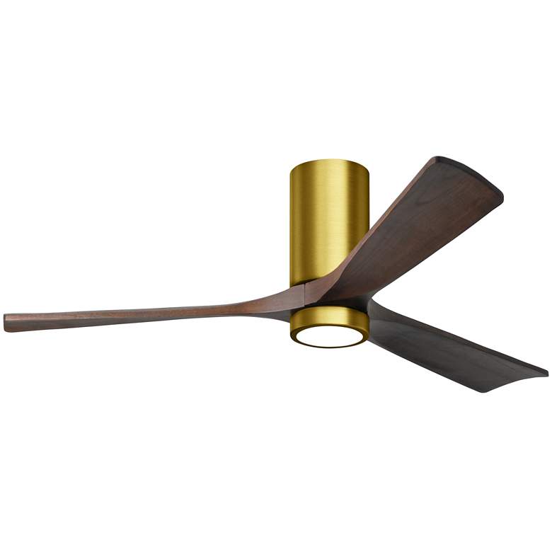 Image 1 60" Irene-3HLK LED Damp Walnut Brass Hugger Ceiling Fan with Remote