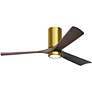 60" Irene-3HLK LED Damp Walnut Brass Hugger Ceiling Fan with Remote