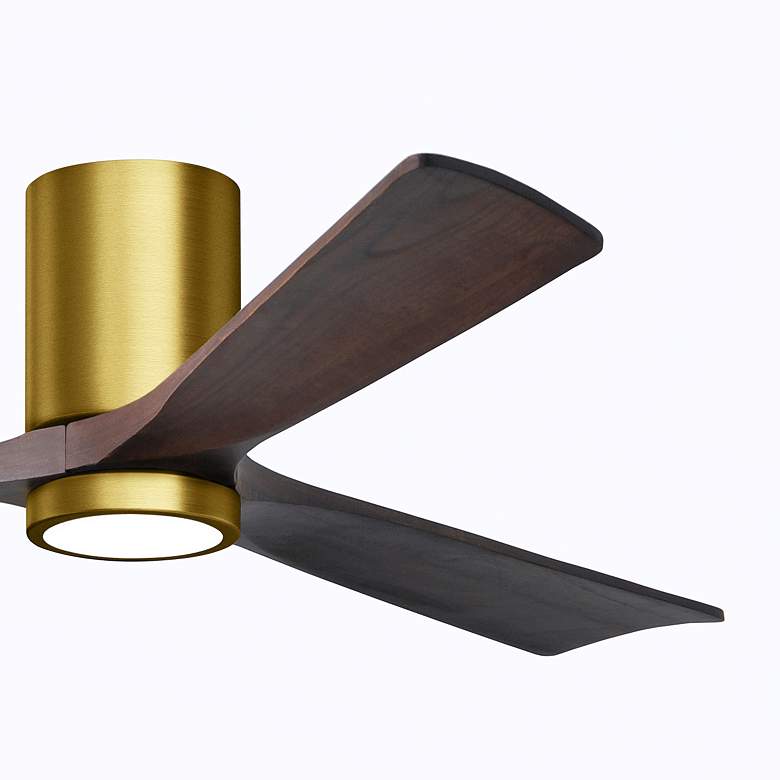 Image 3 60" Irene-3HLK LED Damp Walnut Brass Hugger Ceiling Fan with Remote more views