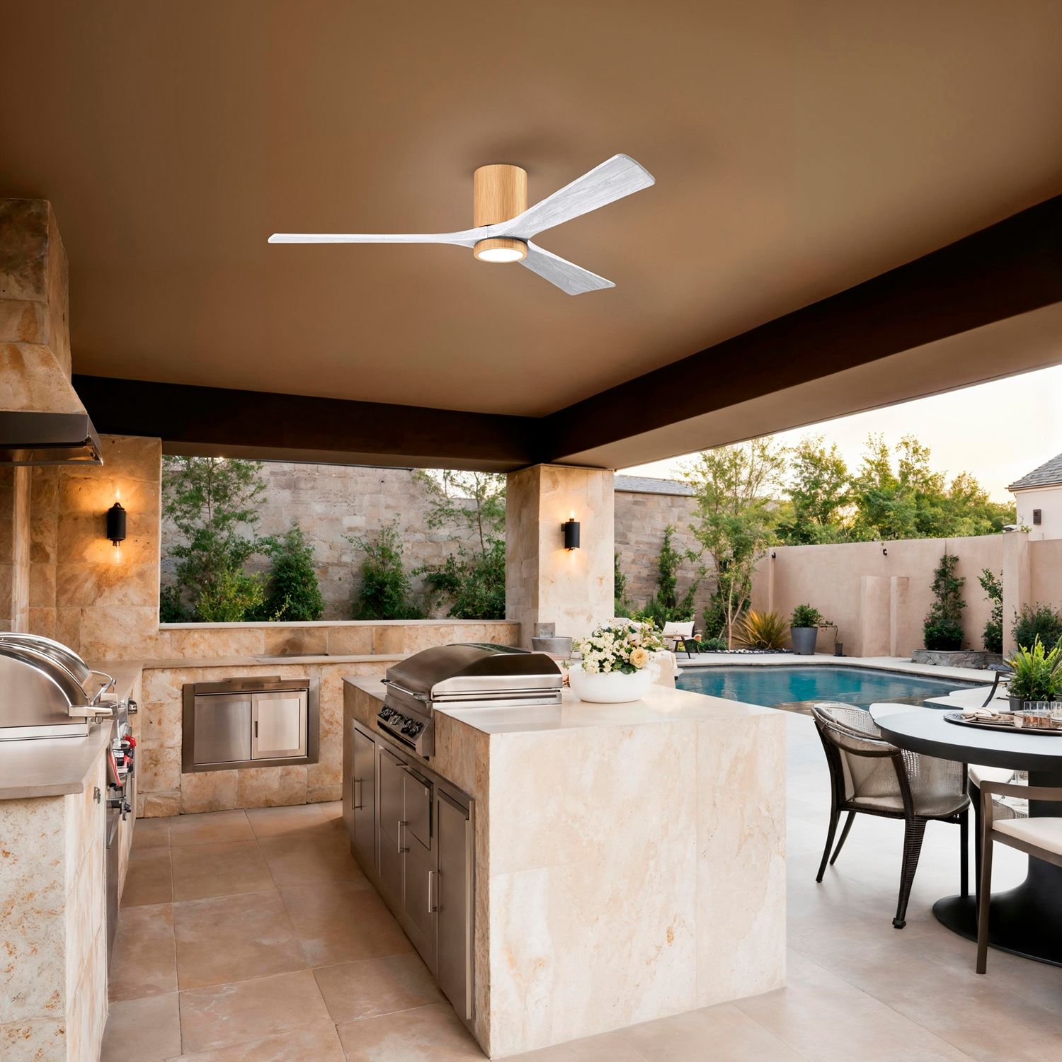 60" Irene-3HLK Light Maple and Matte White Ceiling Fan