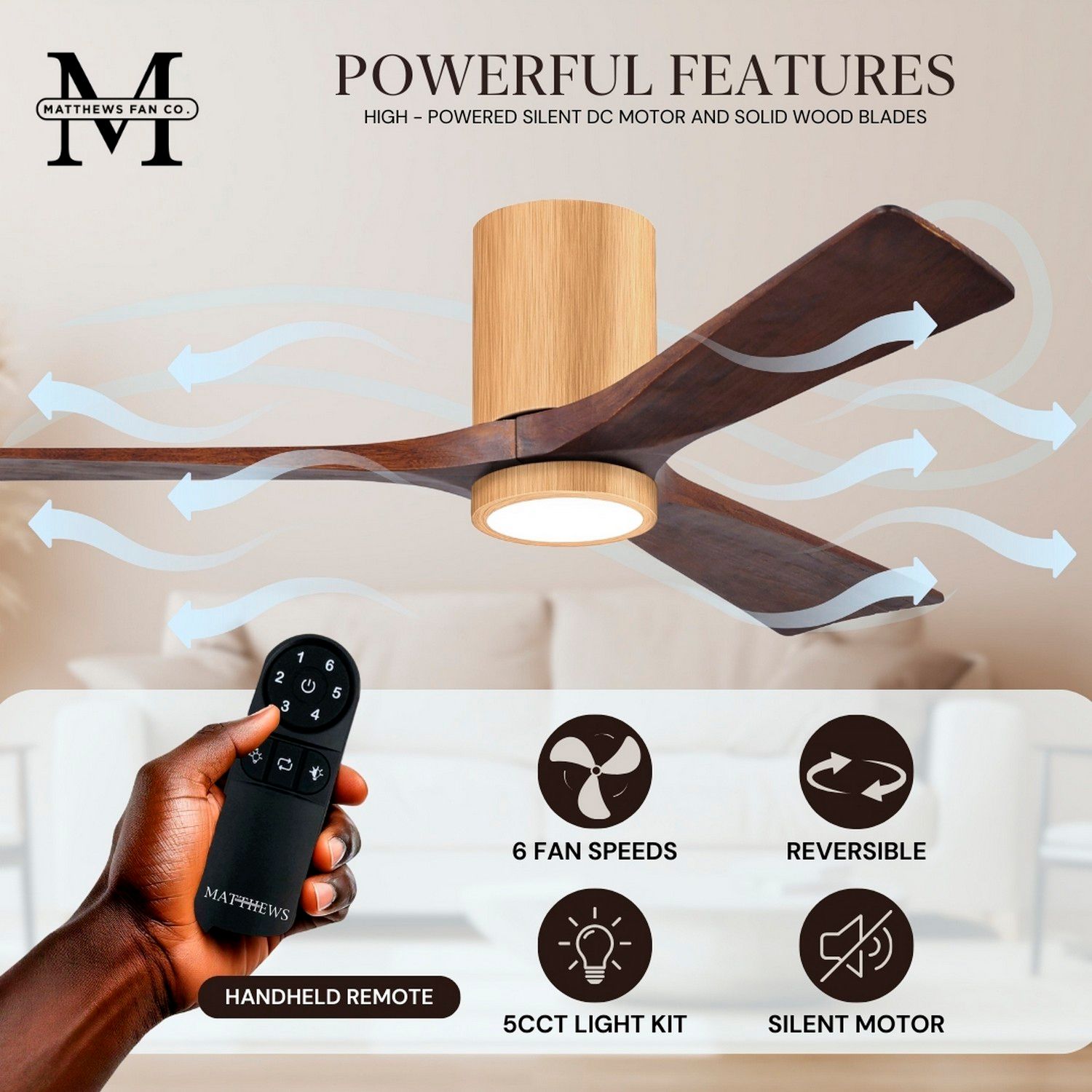 60" Irene-3HLK Light Maple and Walnut Tone Ceiling Fan
