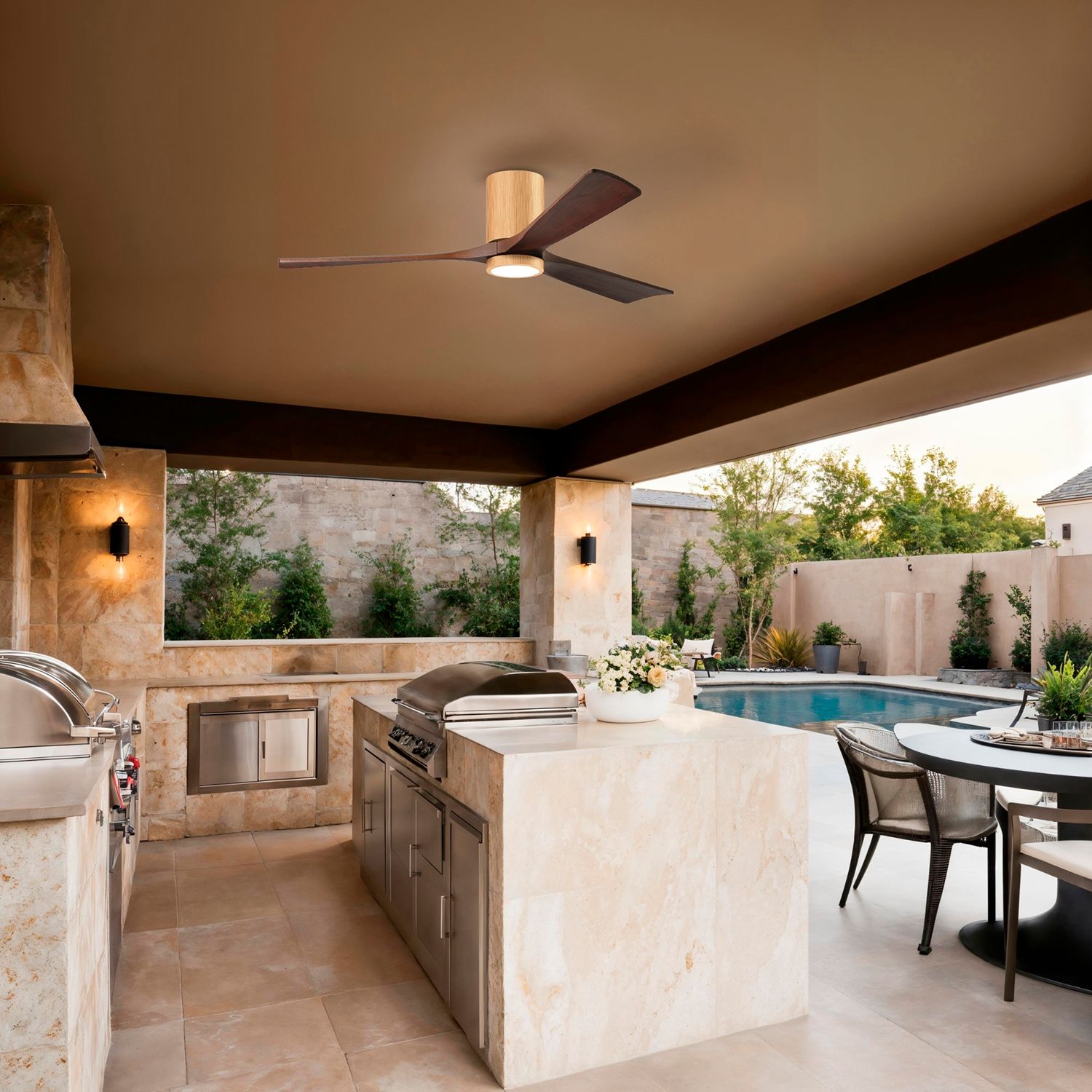 60" Irene-3HLK Light Maple and Walnut Tone Ceiling Fan