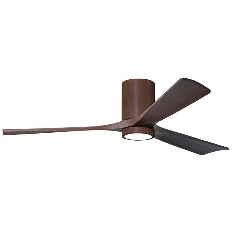 Image 1 60" Irene-3HLK Walnut LED Damp Rated Hugger Ceiling Fan with Remote