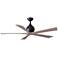 60" Irene-5 Matte Black and Gray Ash Ceiling Fan