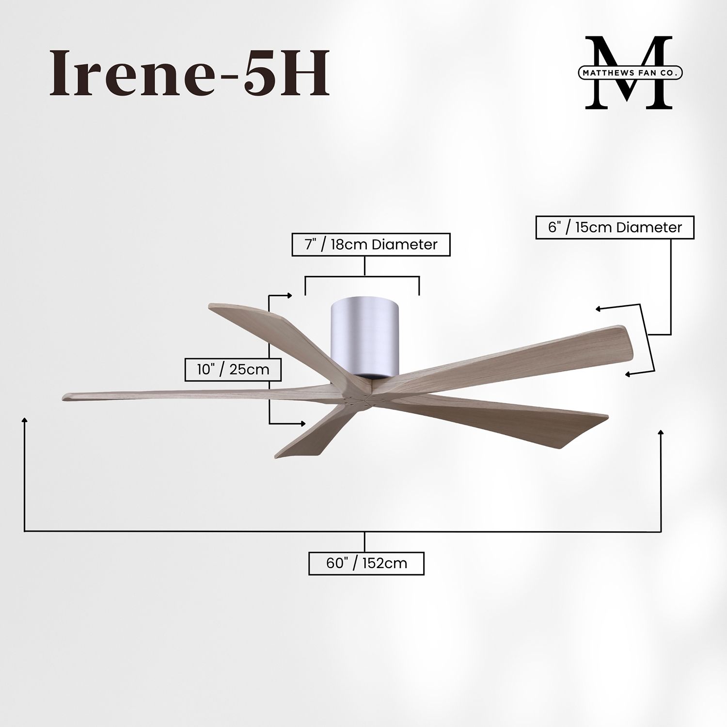 60" Irene-5H Brushed Nickel and Gray Ash Ceiling Fan
