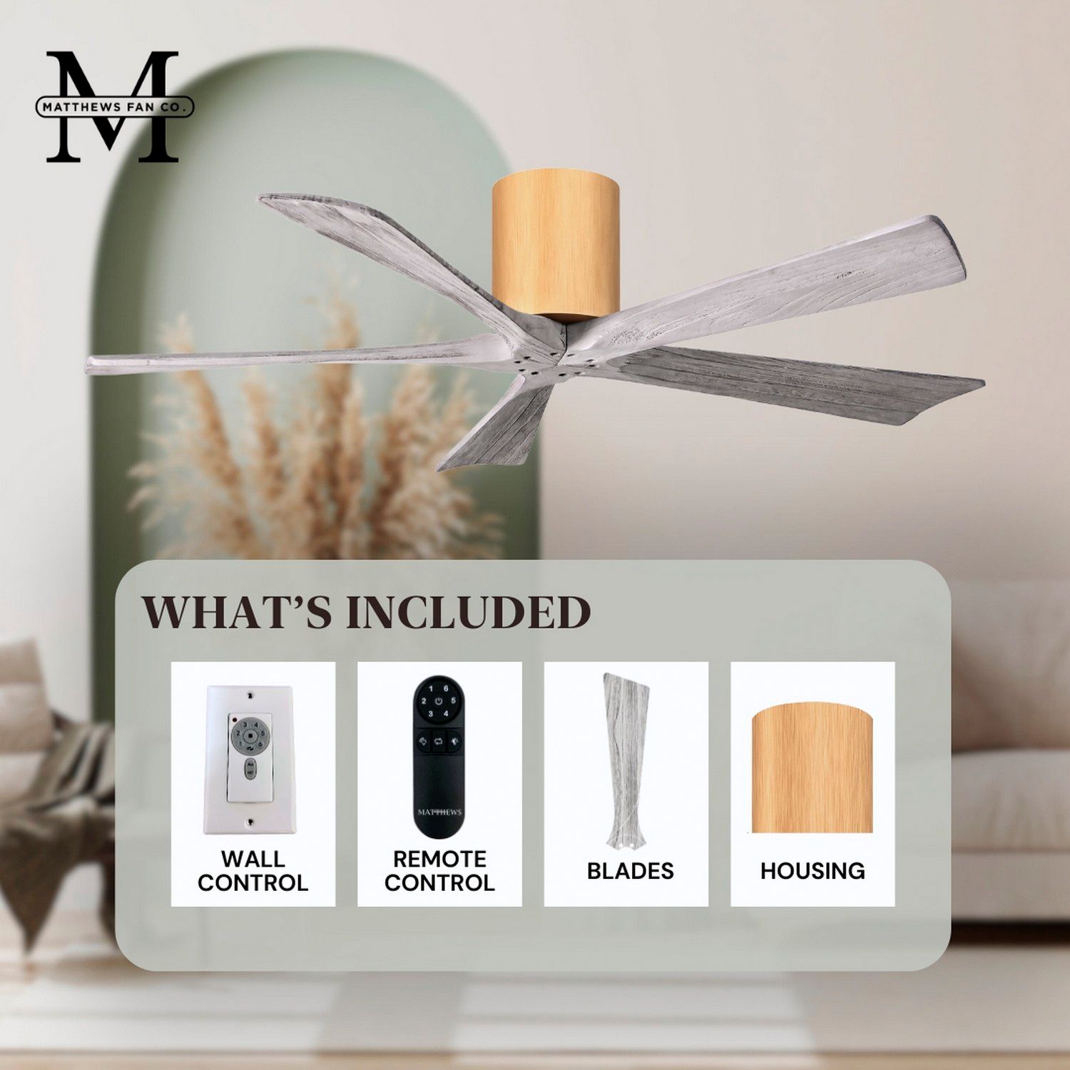 60" Irene-5H Light Maple and Barnwood Tone Ceiling Fan