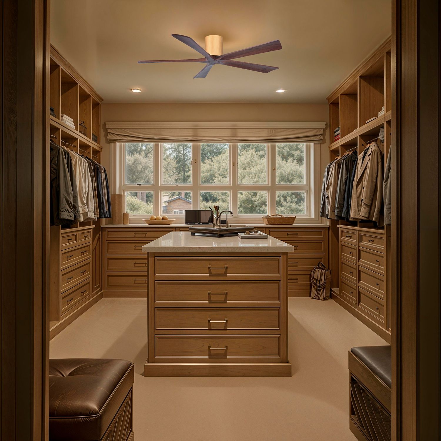 60" Irene-5H Light Maple and Walnut Tone Ceiling Fan