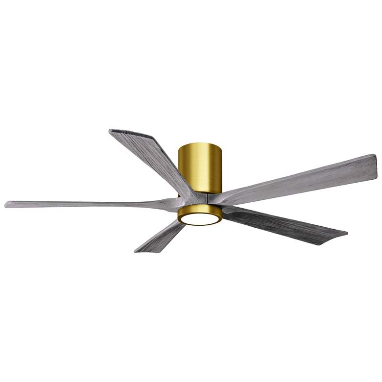 Image 1 60 inch Irene-5HLK Brass and Barn Wood Damp Rated LED Fan with Remote
