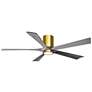 60" Irene-5HLK Brass and Barn Wood Damp Rated LED Fan with Remote