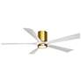 60" Irene-5HLK Brass and Matte White Damp Rated LED Fan with Remote
