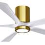 2_60" Irene-5HLK Brass and Matte White Damp Rated LED Fan with Remote more views