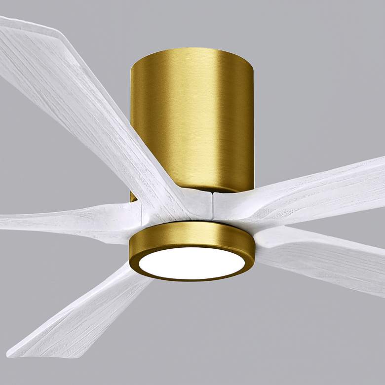 Image 7 60" Irene-5HLK Brass and Matte White Damp Rated LED Fan with Remote more views