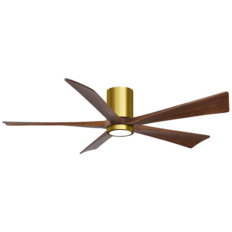 Image 1 60" Irene-5HLK Brushed Brass and Walnut LED Ceiling Fan with Remote