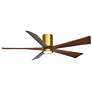 60" Irene-5HLK Brushed Brass and Walnut LED Ceiling Fan with Remote