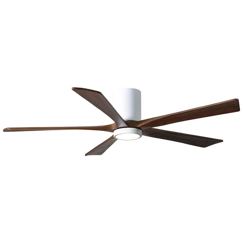 Image 1 60 inch Irene-5HLK Gloss White and Walnut LED Ceiling Fan with Remote