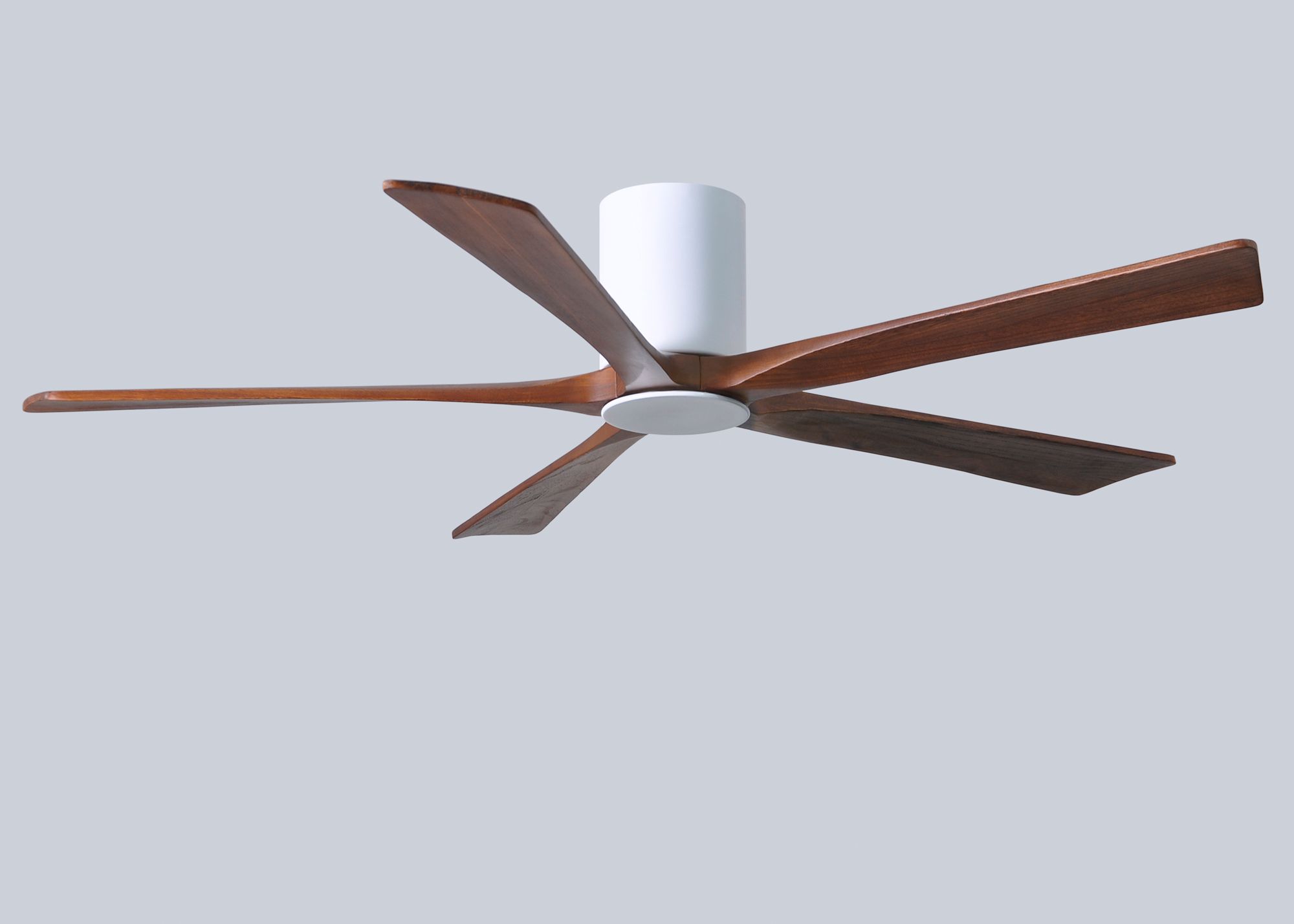 60" Irene-5HLK Gloss White and Walnut LED Ceiling Fan with Remote