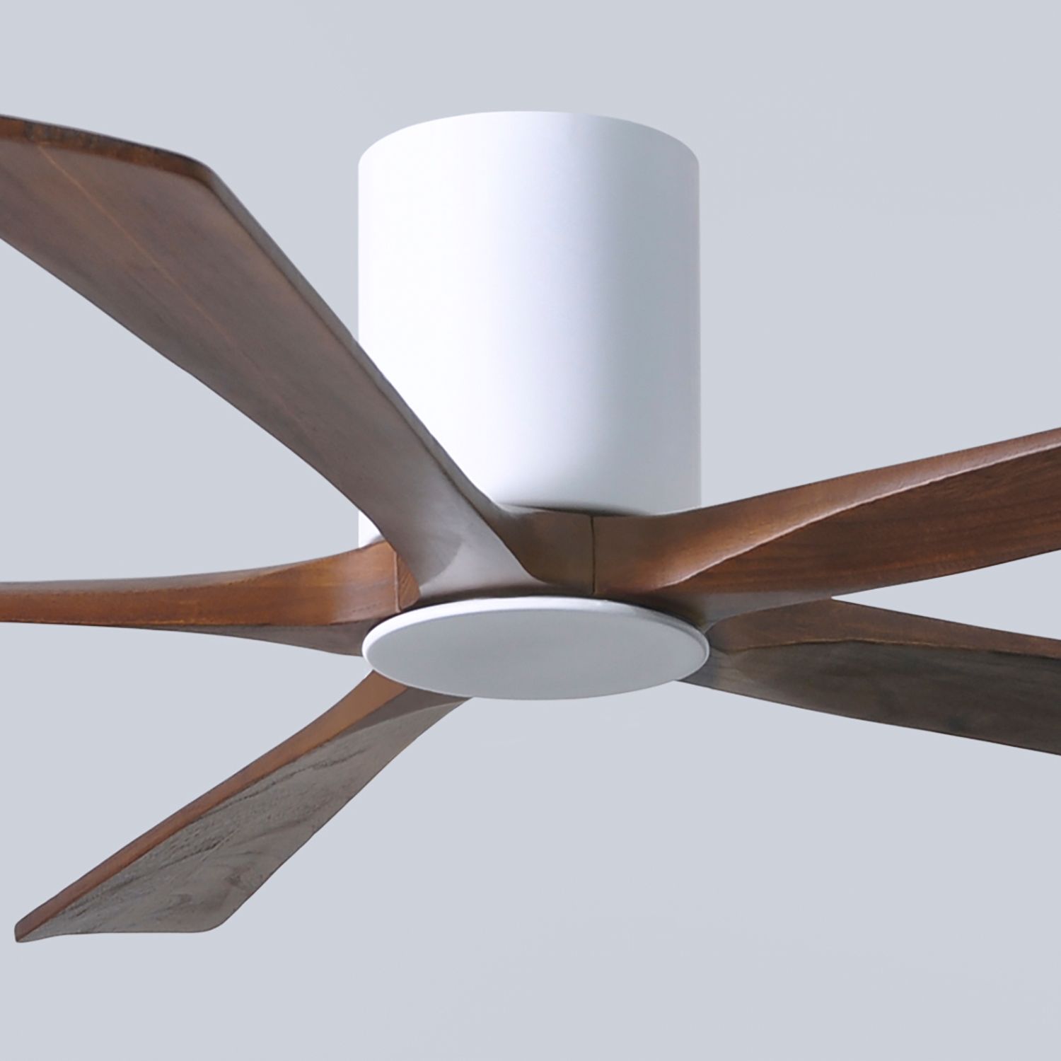 60" Irene-5HLK Gloss White and Walnut LED Ceiling Fan with Remote