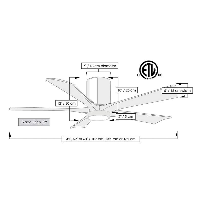 Image 7 60" Irene-5HLK Matte Black 5-Blade LED Hugger Ceiling Fan with Remote more views