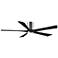 60" Irene-5HLK Polished Chrome and Black LED Ceiling Fan with Remote