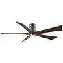 60" Irene-5HLK Polished Chrome and Walnut LED Ceiling Fan with Remote
