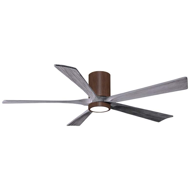 Image 1 60" Irene-5HLK Walnut and Barn Wood LED Hugger Ceiling Fan with Remote