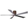 60" Irene-5HLK Walnut and Barn Wood LED Hugger Ceiling Fan with Remote