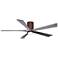 60" Irene-5HLK Walnut and Barn Wood LED Hugger Ceiling Fan with Remote