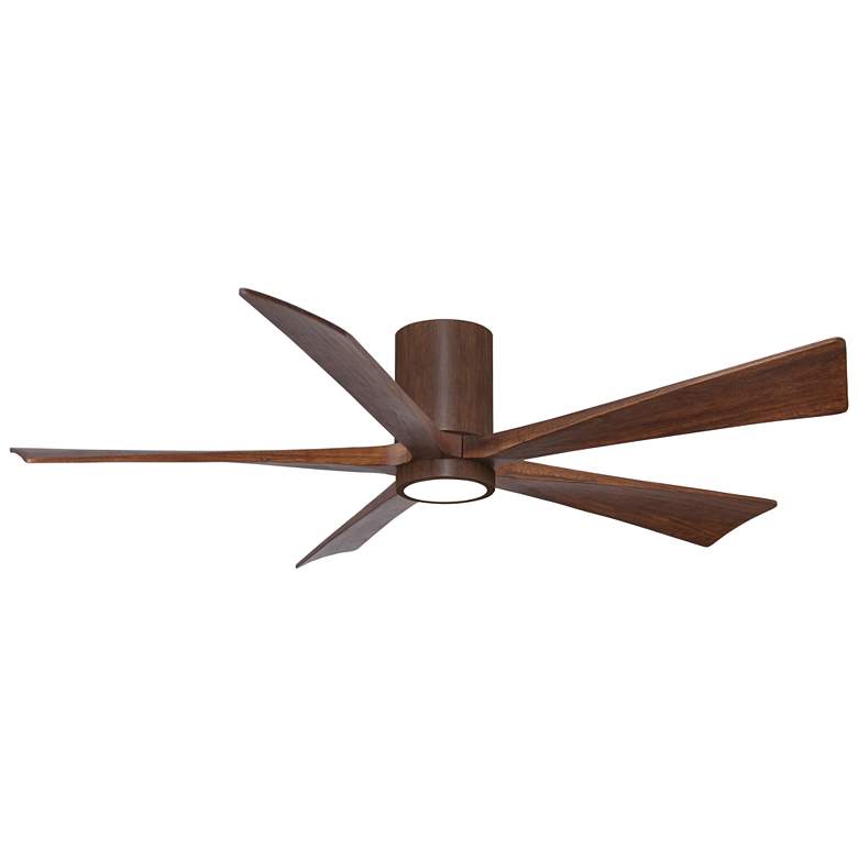 Image 1 60 inch Irene-5HLK Walnut Damp Rated LED Hugger Ceiling Fan with Remote